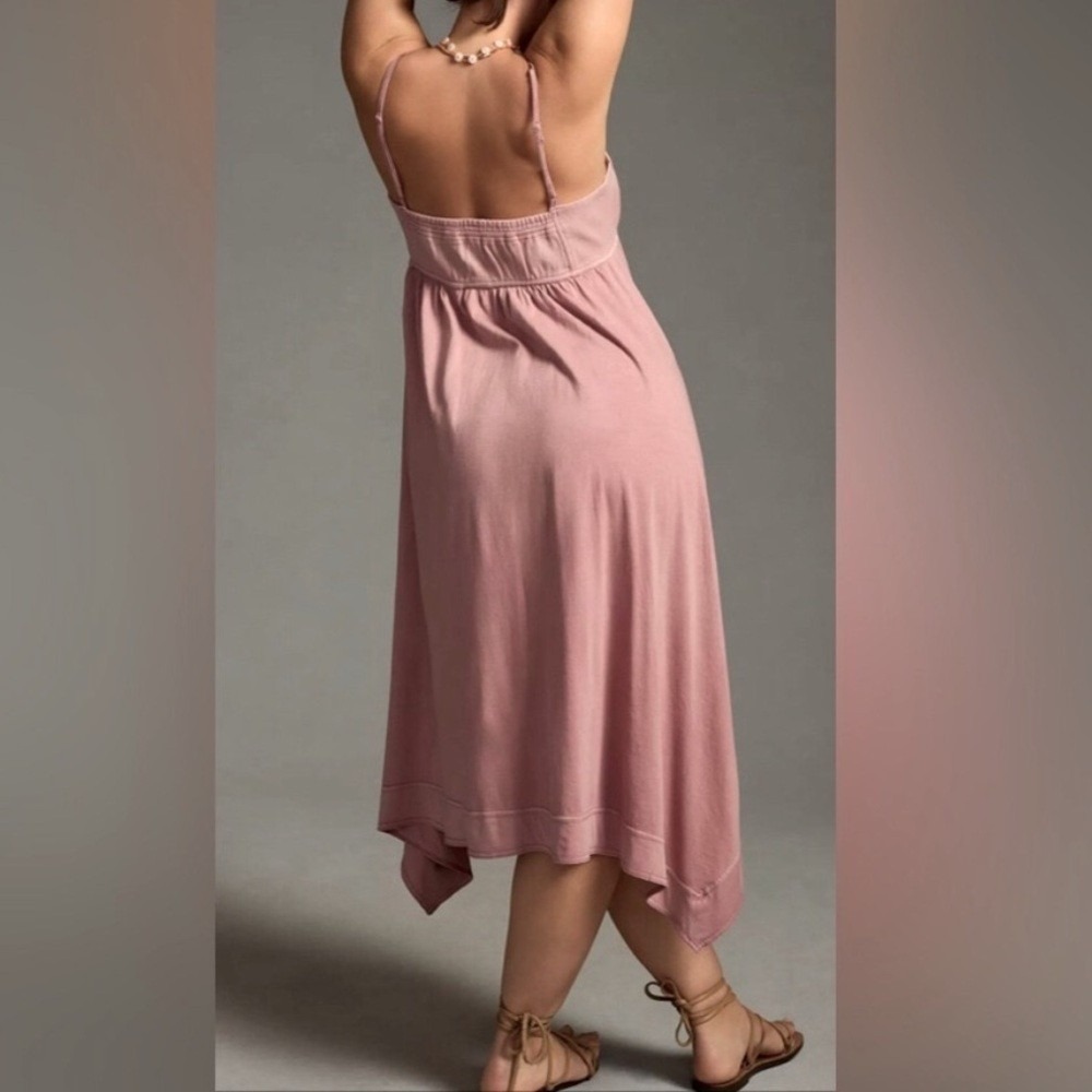 Anthropologie Daily Practice Asymmetrical A-Line Midi Dress Handkerchief Mauve L - Picture 2 of 12